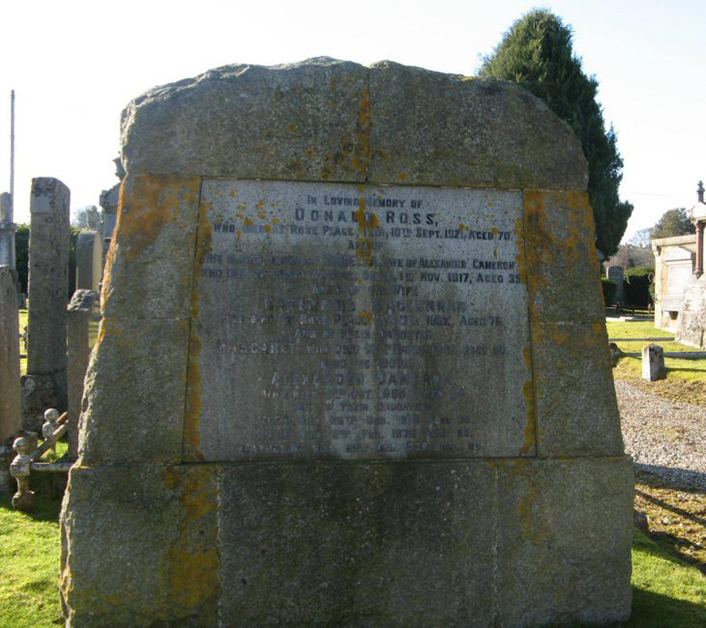 Photo of headstones/Catherine Ross (MacLennan) died 1932 MI Tain St Duthus